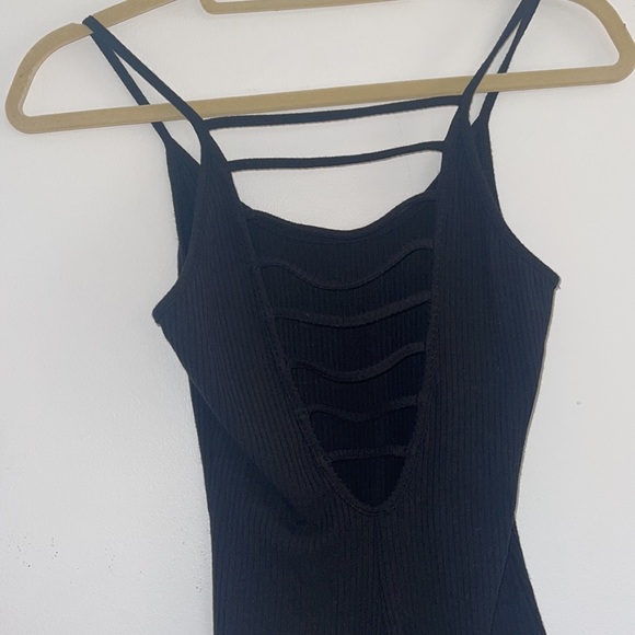 NWT LF Emma & Sam Ribbed black reversible bodysuit with ladder cutouts - Picture 6 of 9